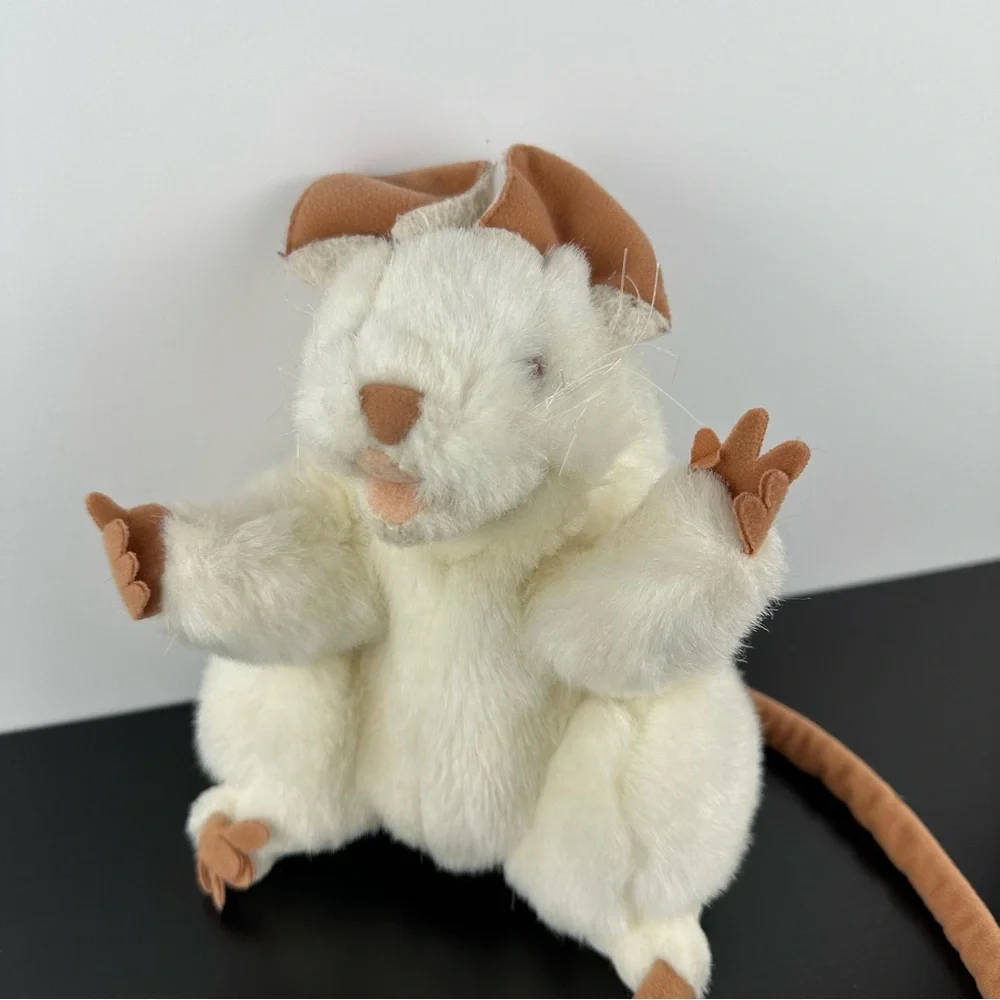 Folkmanis Puppets White Mouse Hand Puppet 7” Pink Eyes Plush Stuffed Animal Rat - Picture 2 of 9